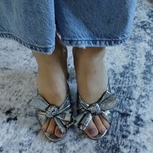 Loeffler Randall Silver Mules with Bow 8